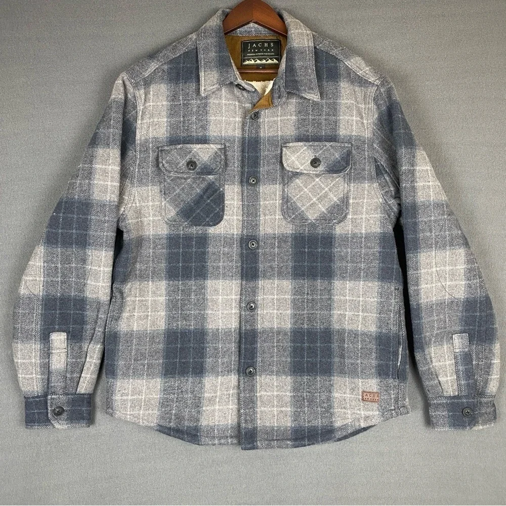Jachs Wool Blend Shacket Mens M Plaid Flannel Sherpa Lined‎ Heavyweight